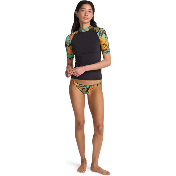 2026 Billabong Womens Tropic Surf Short Sleeve Print Rash Vest EBJWR03047 - Black Pebble